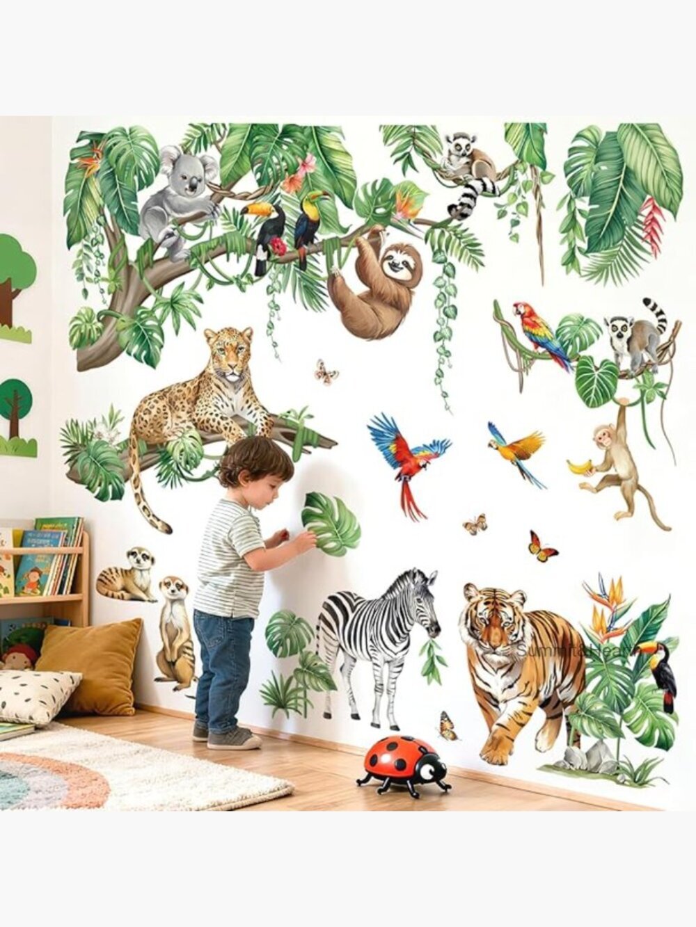 Large Safari Animals Wall Decals, Removable Vinyl Stickers for Nursery Decor